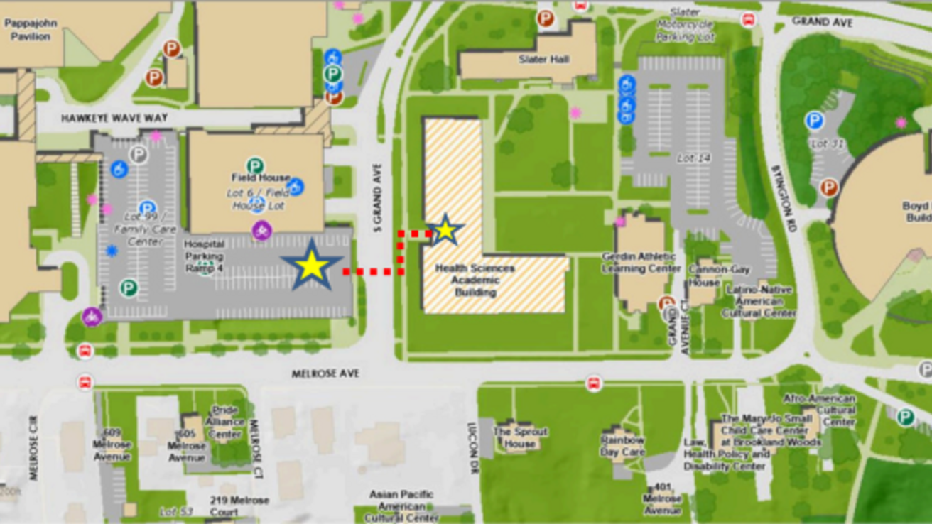 map to the health sciences academic building 